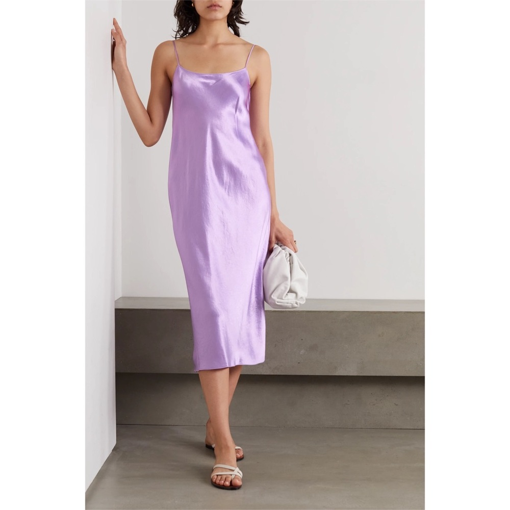 Vince Satin Purple MIDI Dress